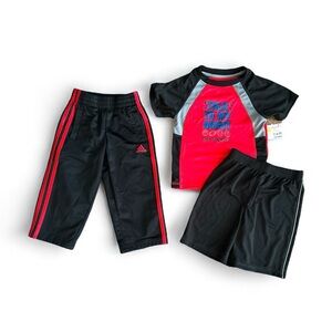 Toddler Boys Size 3T black & red athletic sets Adidas track pants & 2 pc. Set
